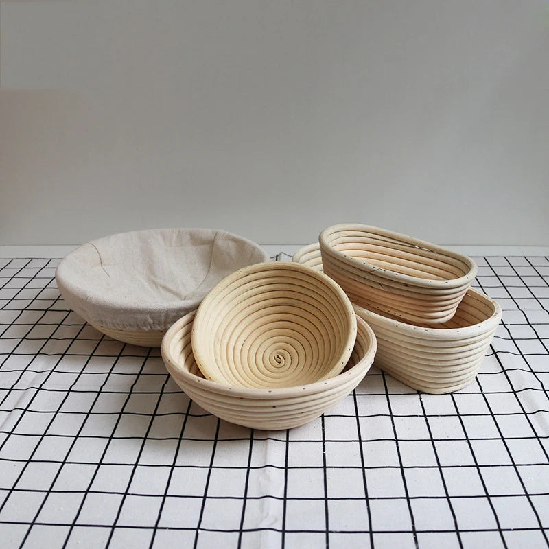 UPORS Rattan Bread Proofing Basket Natural Oval Rattan Wicker Dough Fermentation Sourdough Banneton Bread Basket for Baking