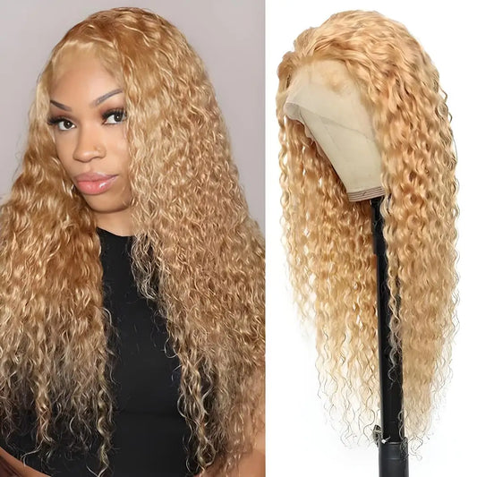 Honey Blonde Lace Front Wig Human Hair - 13x4 HD Lace Deep Wave Wig 30 Inch 200% Density Brazilian Remy Hair