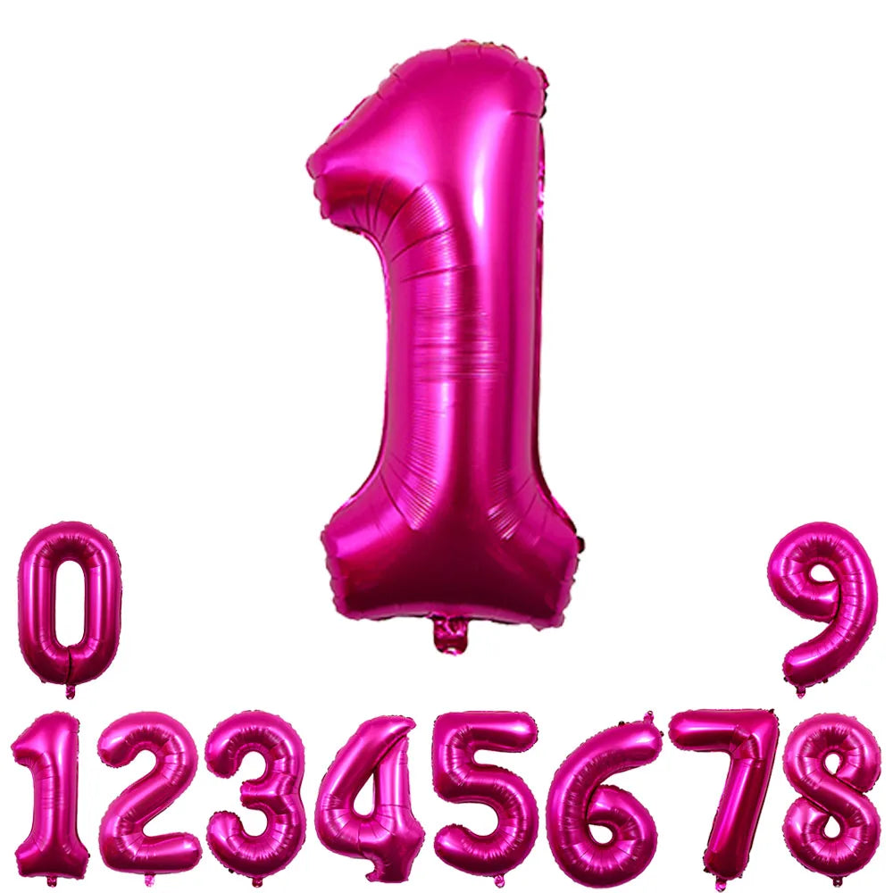 32inch Hot Pink Rose Foil Number Balloons Girls Birthday Pink Large Number Balloon Birthday Wedding Baby Shower Party Decor