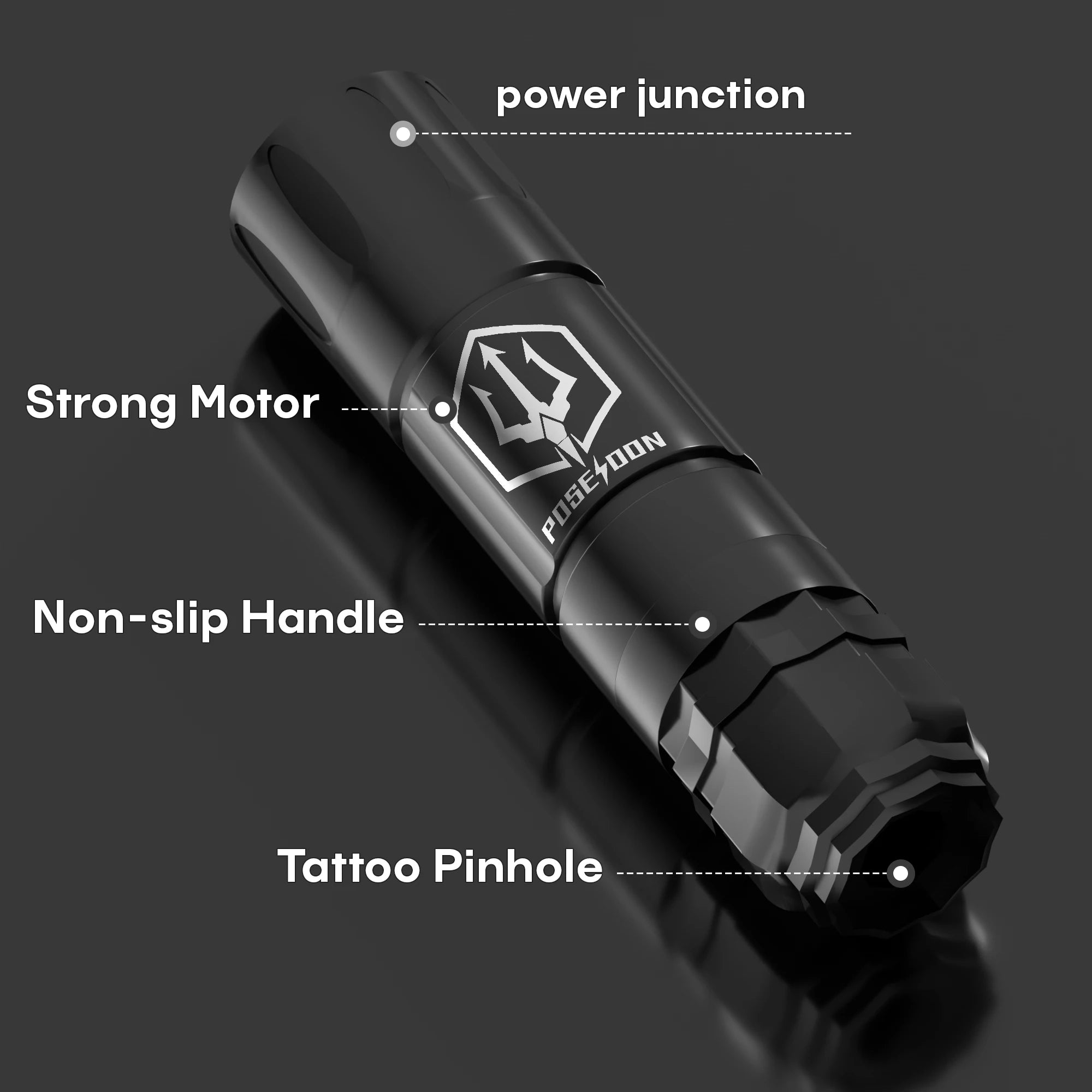 Tattoo Kit POSEIDON High Power Tattoo Pen Kit For Permanent Makeup Tattoo Machine Kit Black Wired Tattoo Power Supply Tattoo Gun
