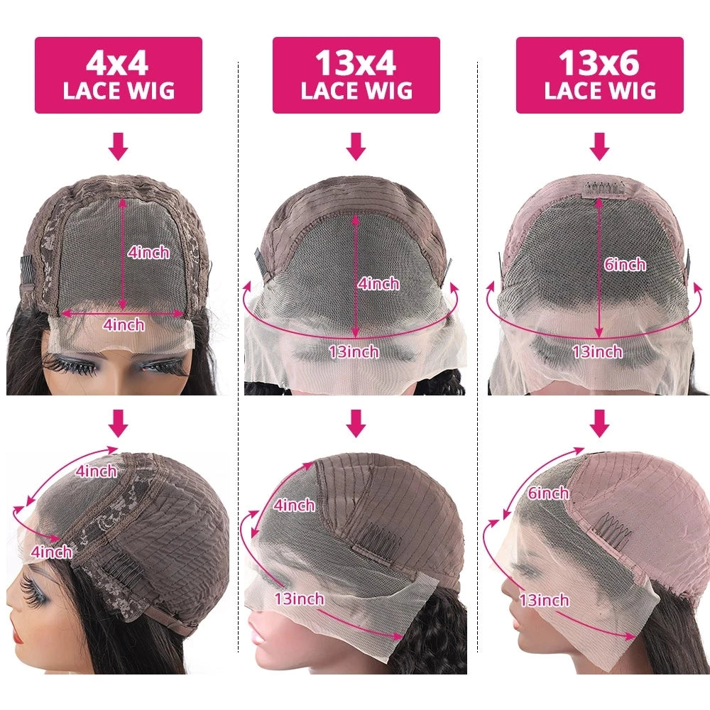 Deep Wave Lace Front Human Hair Wigs 200% Density 13x6 Lace Frontal Wigs 100% Human Hair Deep Wave Lace Front Wig Pre Plucked