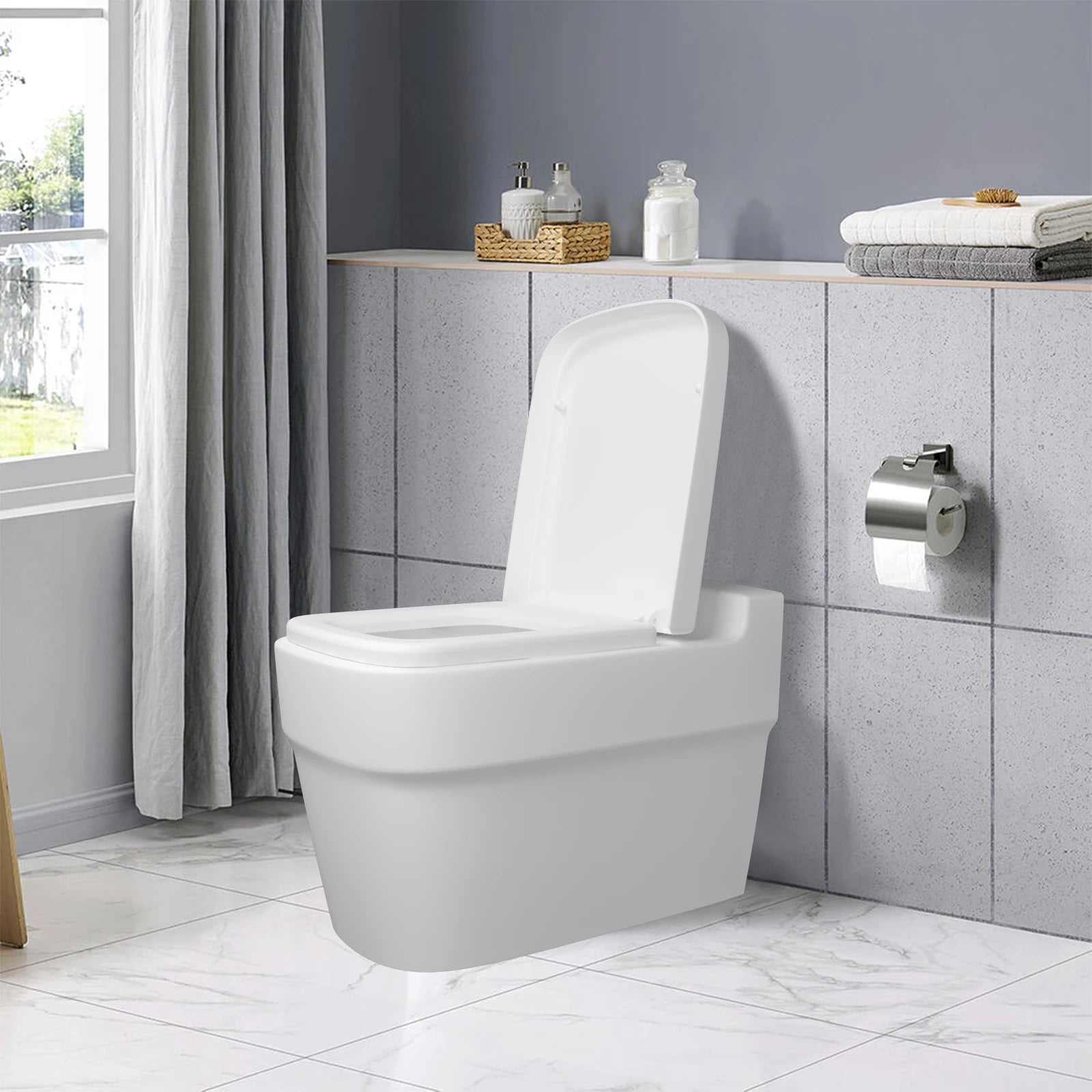 Luxury Quick Release Soft Close Toilet Seat Top Fix Easy Clean Bathroom Seat with One Set Free Top Fixing Hinges (S Shape)