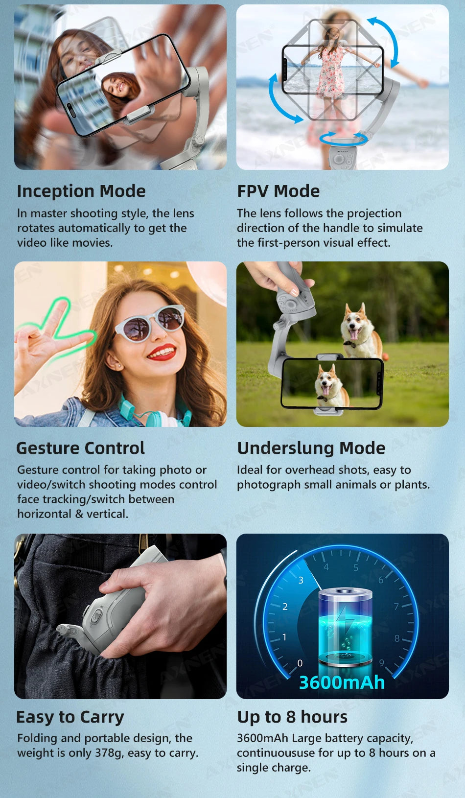 3 Axis Handheld Gimbal Stabilizer for Smartphone with Fill Light for iPhone Android Face Tracking Tiktok Vlog Smart Gimbals HQ6