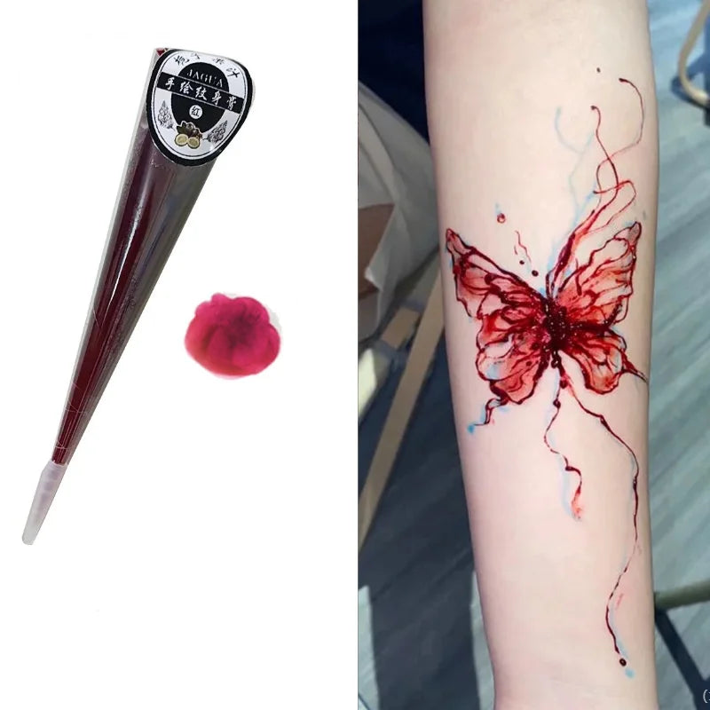 25g Indian Henna Dark Red Tattoo Paste Temporary Henna Cone For Tattoo Body Art Sticker Special Body Art Paint Henna