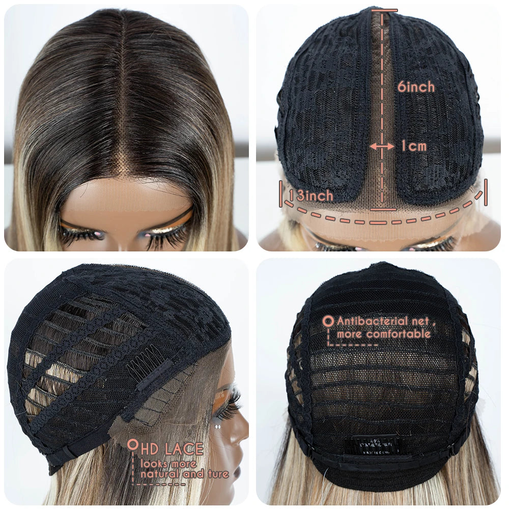 Premium 38 Inch Synthetic Lace Front Wig - Long Straight Heat Resistant Hair for Women