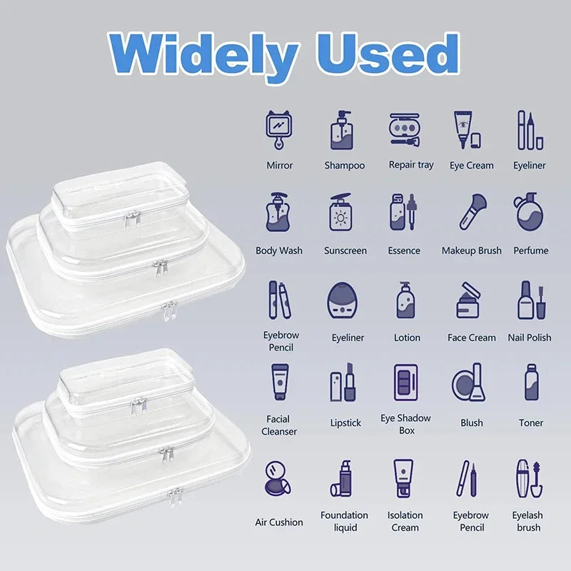 Plastic Zippered Pouch Hard Bins Storage Bins Stackable Waterproof Zippered Hard Pouch Clear Hard Shell Zipper Case
