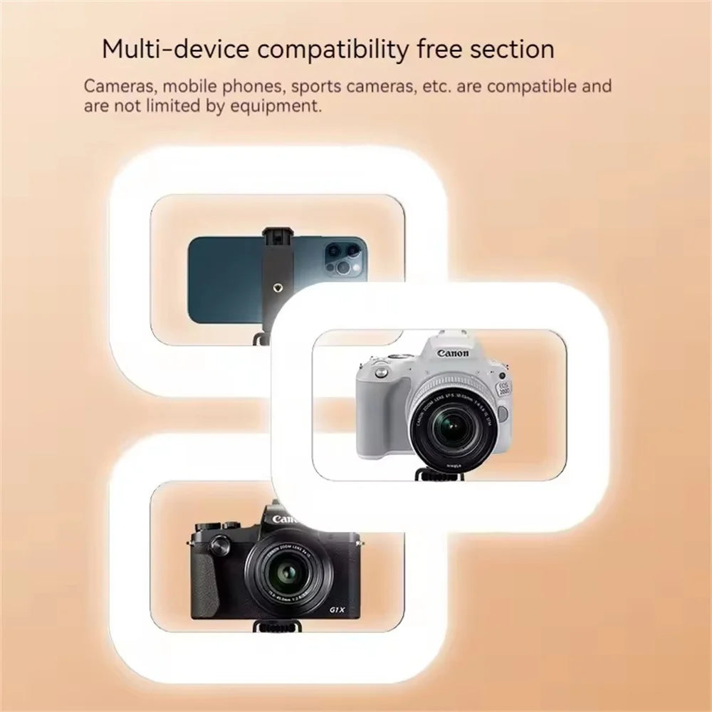 New Handheld Ring LED Rechargeable Fill light Portable Mobile Phone Live Broadcast selfie Photography Desktop Rabbit Cage