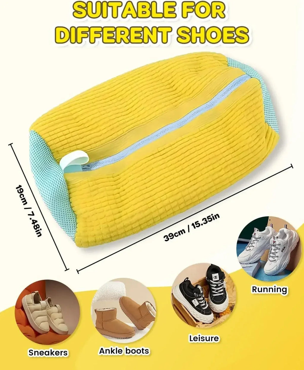 2/1PCS Shoe Washing Bag Washing Machine Laundry Bags with Zipper Closure Shoes Cleaning Bags Shoes Laundry Fluffy Fibers Sneaker