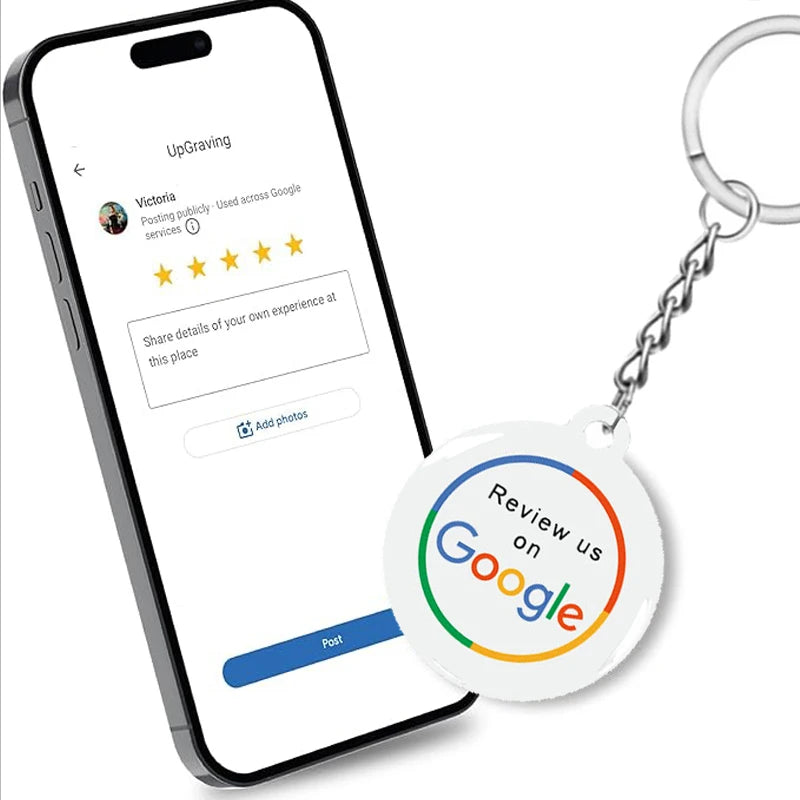 NFC Smart Epoxy Keychain for Google Instagram WhatsApp Facebook Snapchat Review Tap Keychain for Instant Customer Feedback