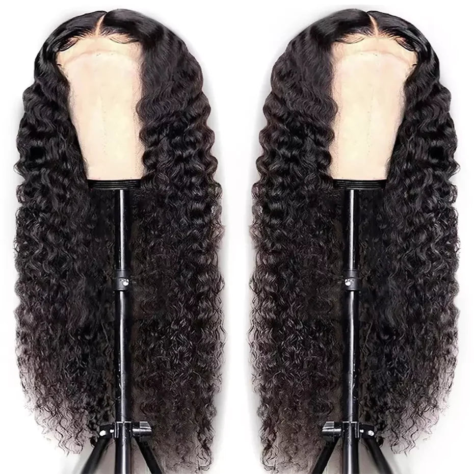 34 36Inch Deep Wave 13x4 13x6 Transparent Lace Frontal Wig Human Hair Water Curly 4x4 Lace Closure Wigs For Black Women Bling