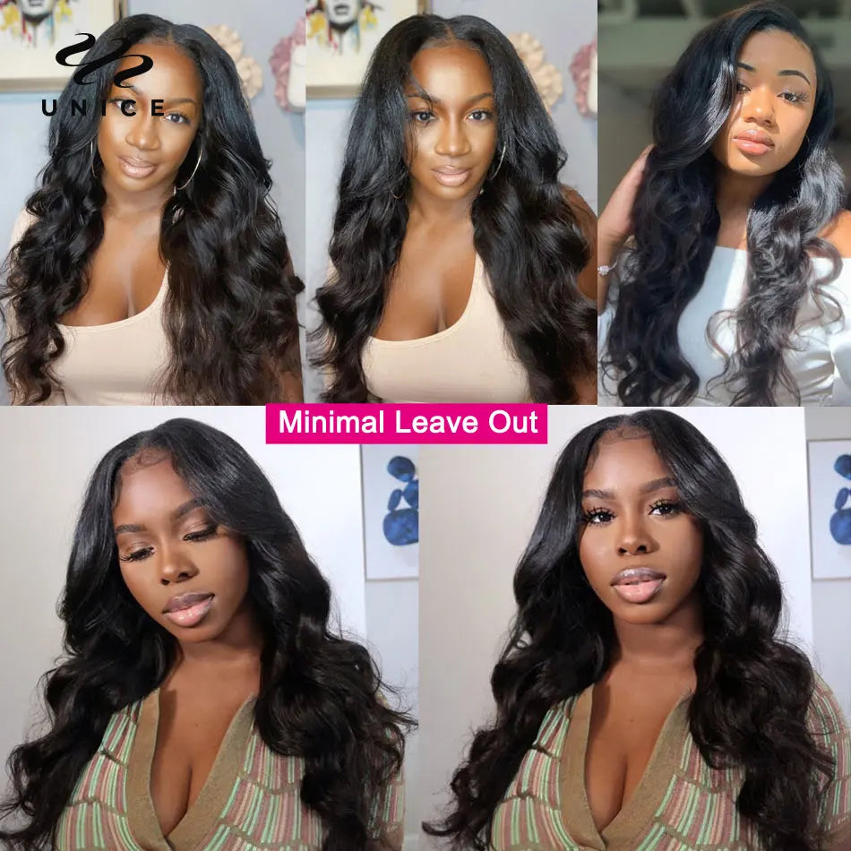 UNice Hair V Part Wig Human Hair Upgrade Drawstring Cap V Part Wig Body Wave Human Hair Wig Mininal Leave Out Vpart Wig