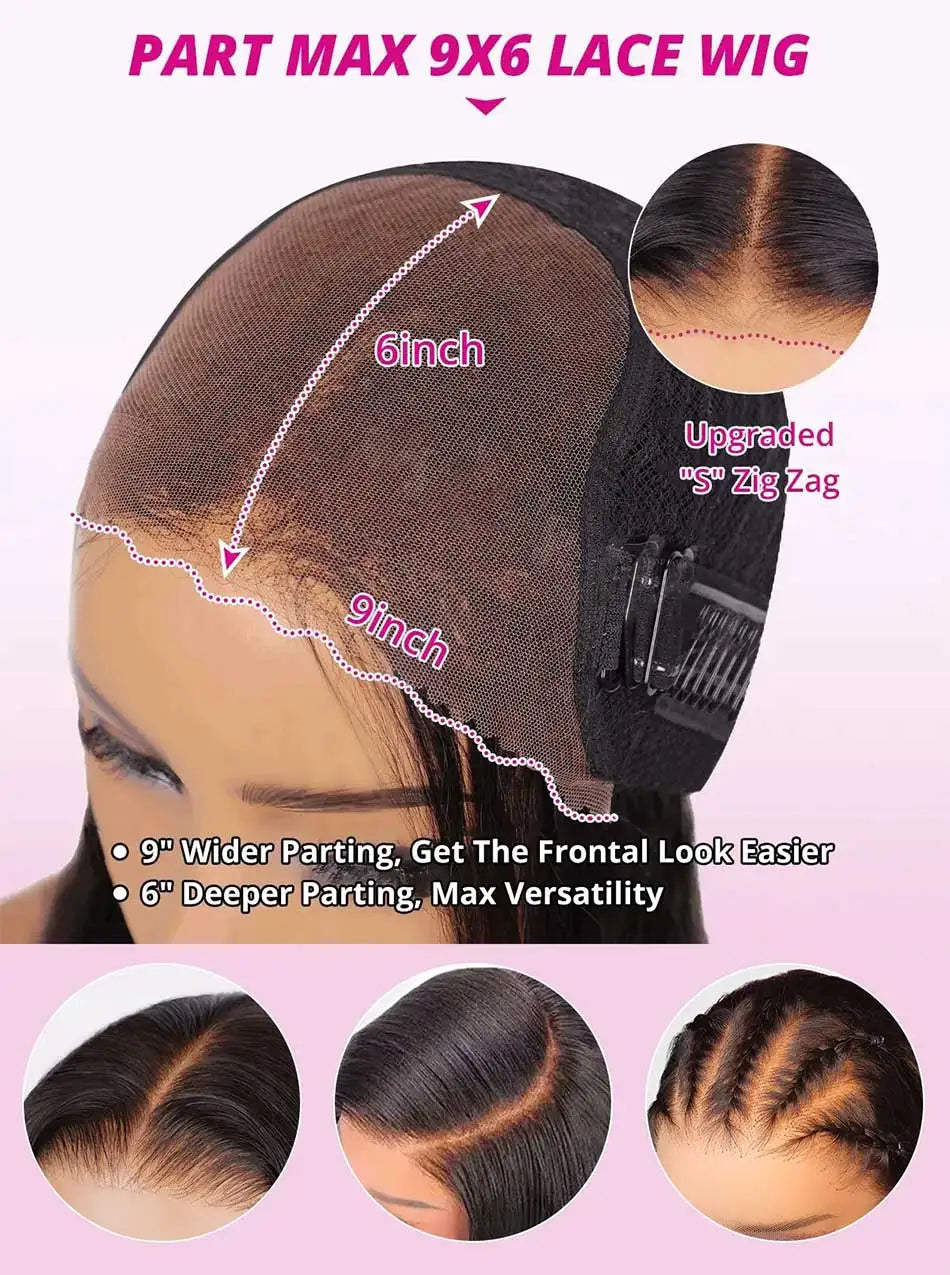 NEW 10A 9x6 Part Max M-Cap Glueless Wigs Human Hair Wigs Ready To Wear Bleached Knots Pre Cut Lace Kinky Curly Glueless Wigs