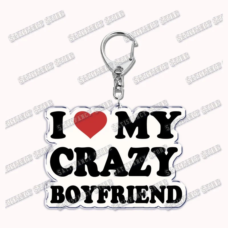 Custom I Love You My Fictional Boyfriend Awesome Girlfriend Keychain Emo Boys Hot Wife Mom Dad Key Ring Keychains Bf Gf Gifts