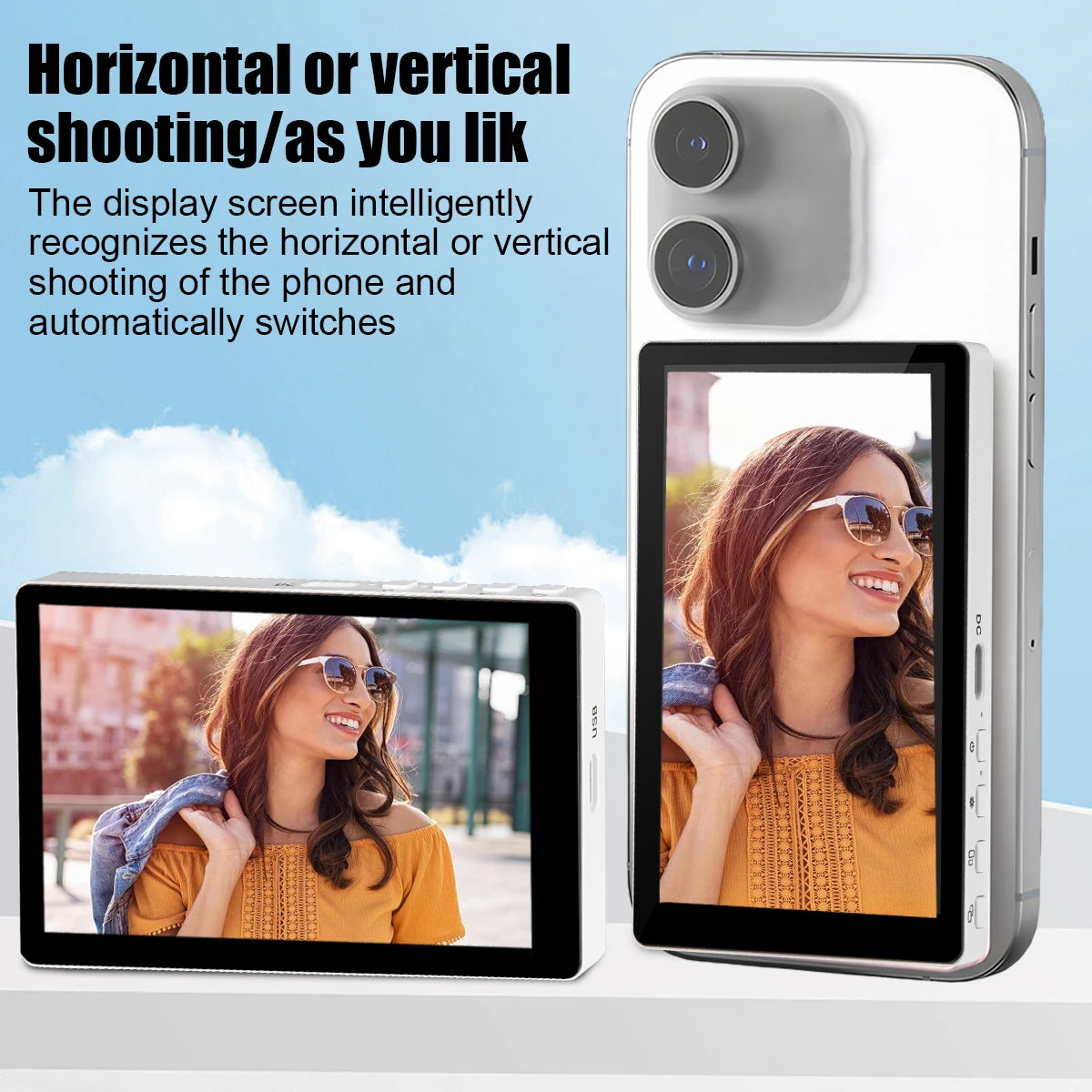 Mobile Phone Wireless Magnetic Selfie Monitor Screen For Smartphone Vlog Live Stream Video Recording for iPhone Android phone