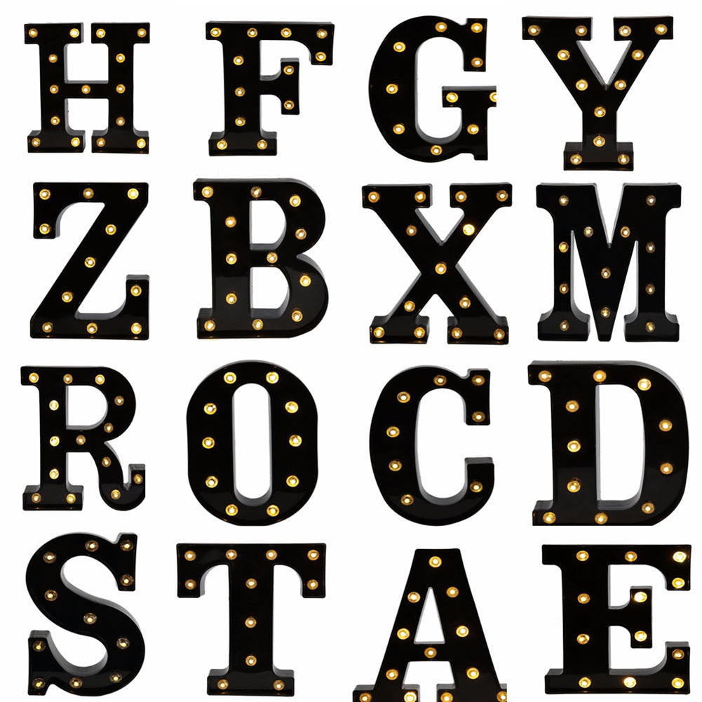 Newly Design Led Letters Lights 26 Alphabet Black Decorative Marquee Lamps for Wedding Party Birthday Home Bar Decoration