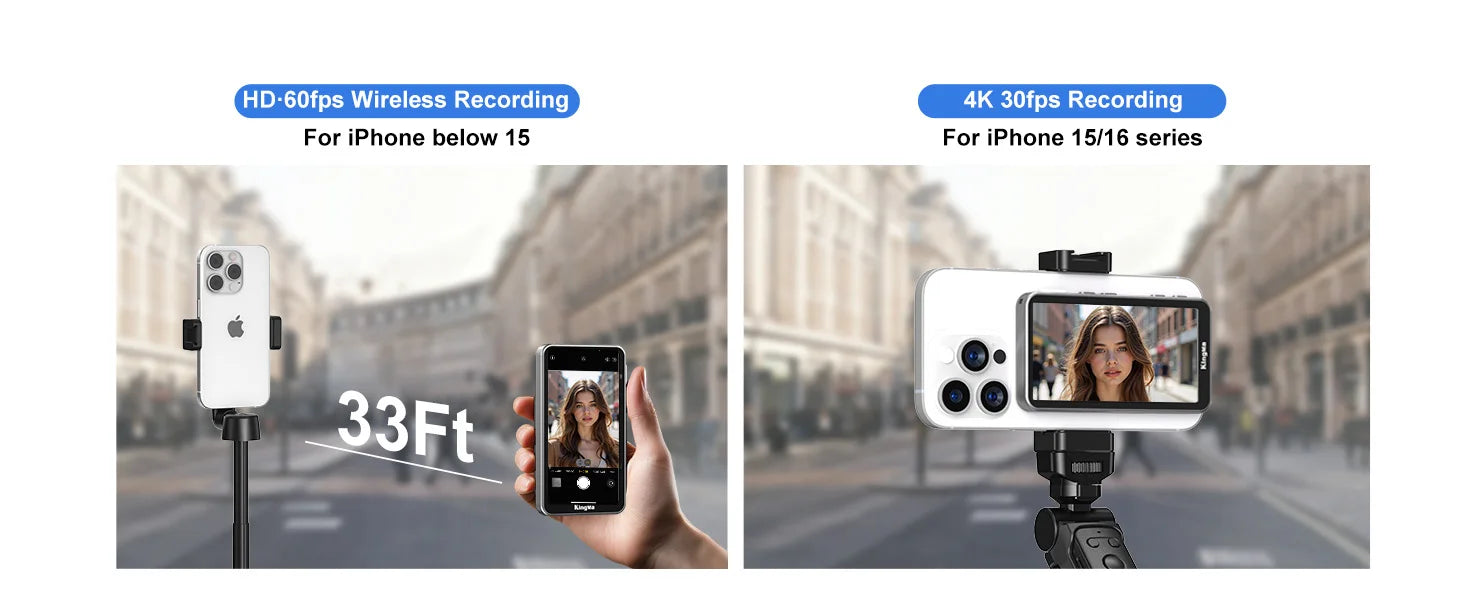 KingMa Magnetic Phone Vlog Selfie Touchscreen Monitor, with Zoom, Wireless Recording, Phone Rear Camera for iPhone Selfie TikTok