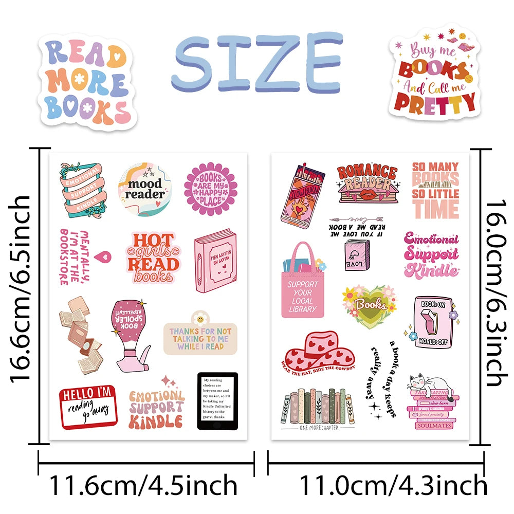 50PCS Smutty Dark Romance Bookish Spice Reader Girl Cartoon Booktok Sticker Aesthetic Car Kindle Ipad Phone Laptop Diary Sticker
