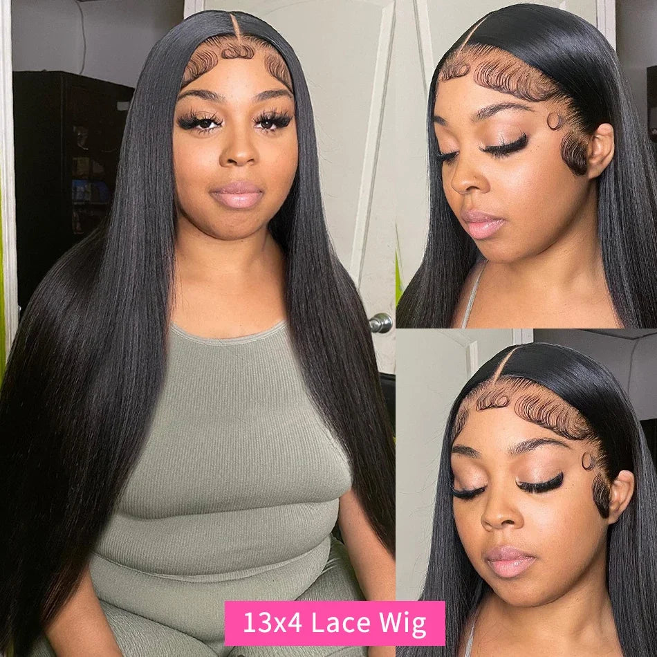 20 22 24 Inch 13x4 13x6 HD Transparent Bone Straight Lace Front Wigs 200 Density 360 Lace Brazilian Human Hair Wigs For Women