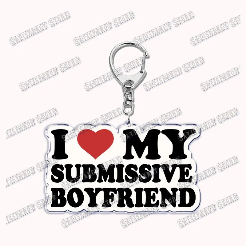 Custom I Love You My Fictional Boyfriend Awesome Girlfriend Keychain Emo Boys Hot Wife Mom Dad Key Ring Keychains Bf Gf Gifts