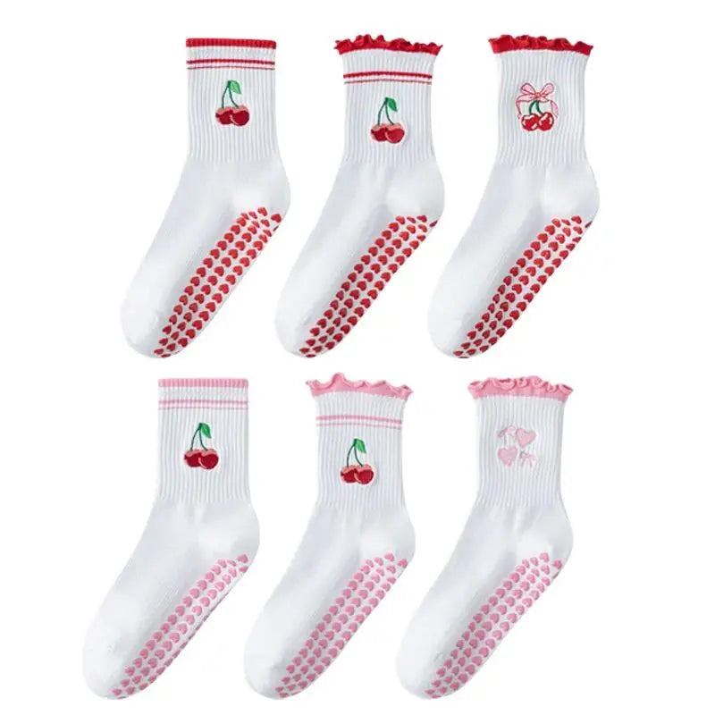 Cotton Breathable Mid-calf Yoga Socks Anti-slip Sports Socks Pilates Socks Dance Fitness Training Socks