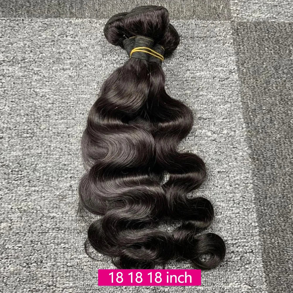 24 Inch Body Wave Human Hair Bundles - 12A Brazilian Raw Hair Weave Extensions (1-3 Bundles)