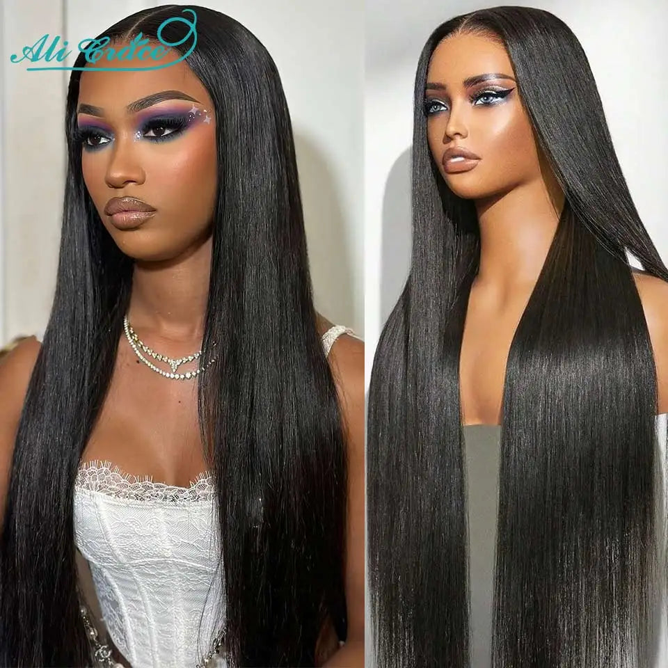 Ali Grace Straight Human Hair Wigs Bleached Knots 13x4 Lace Front Wig Brazilian Straight Hair Pre-plucked Hairline For Women