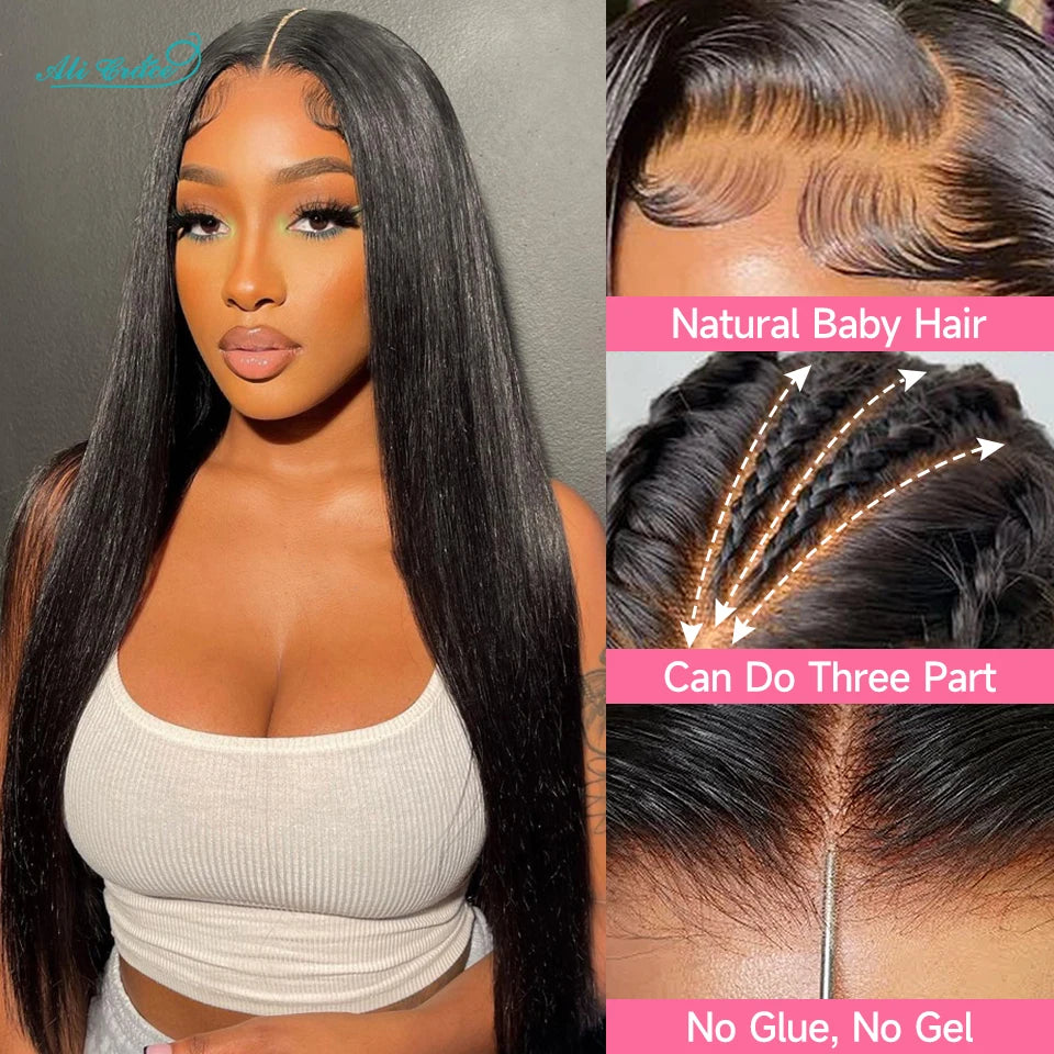 AliGrace Pro-Series Straight Hair 5x6 Lace Closure Wig 30 Inch Straight Remy Human Hair Wigs Pre-Plucked Longer and Thicker Wigs