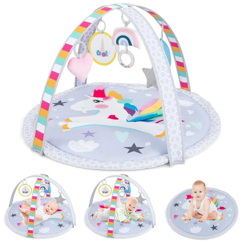 DORTALA Baby Play Mat 7-in-1 Tummy Time Infant Toddler Activit Mat w/ 5 Detachable Toys