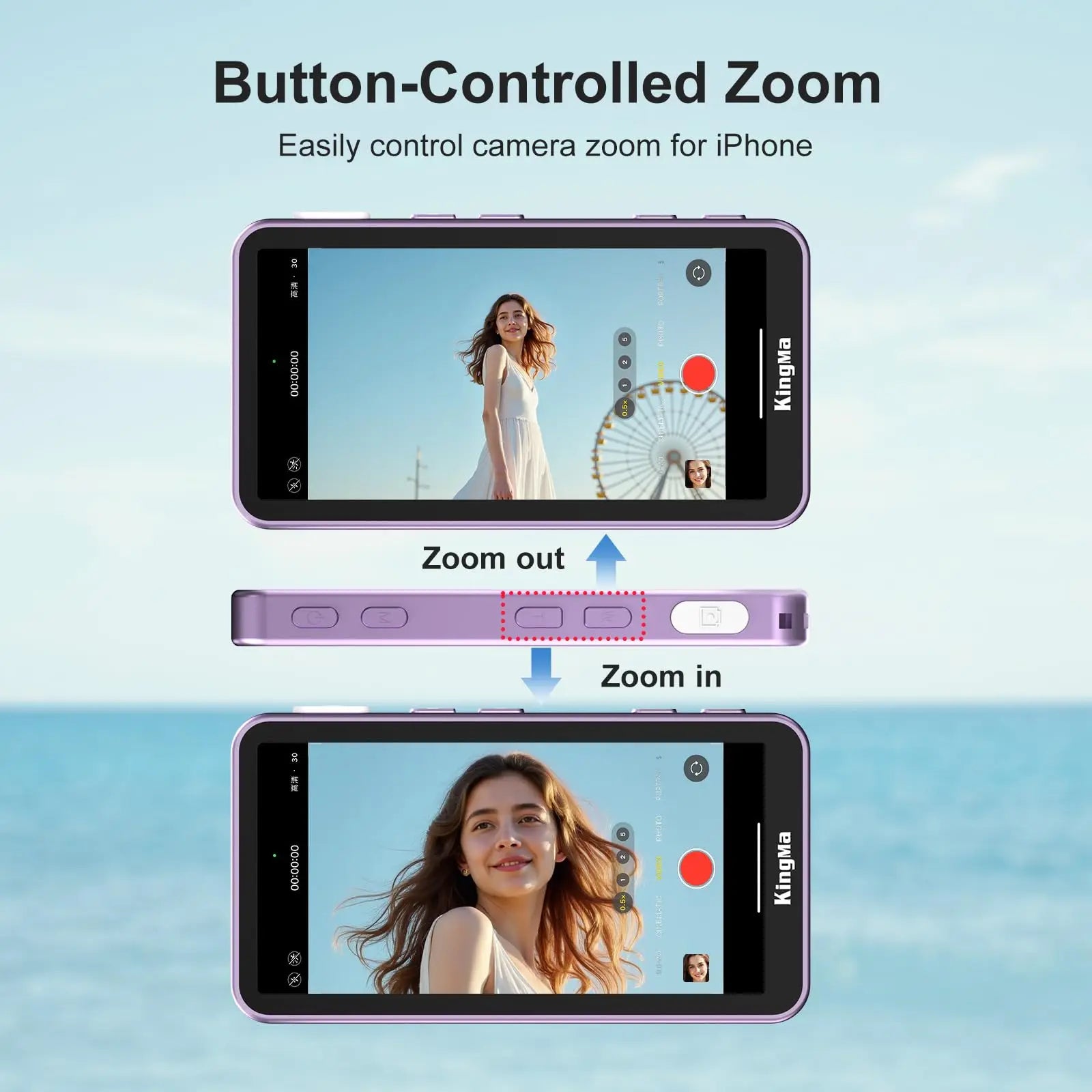 KingMa Magnetic Phone Vlog Selfie Touchscreen Monitor, with Zoom, Wireless Recording, Phone Rear Camera for iPhone Selfie TikTok