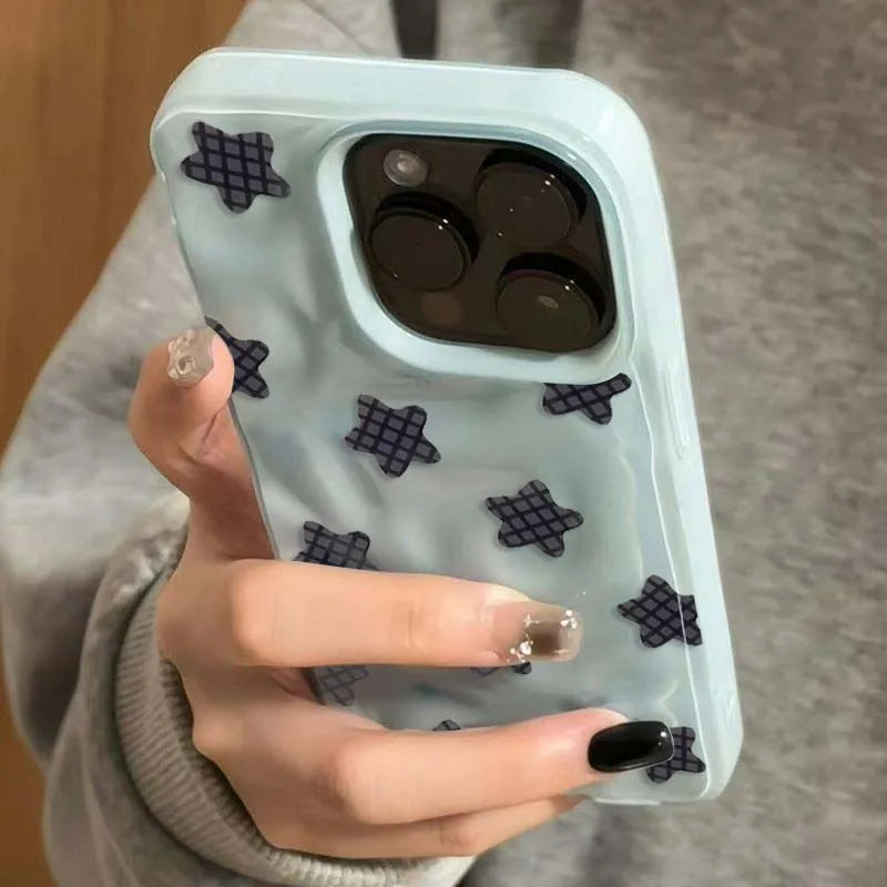 Dopamine Star Meteorite Textured Phone Case for iPhone 16 15 14 Plus 13 12 11 Pro Max XS Max XR XS X 8 7 Plus Soft Covers Funda