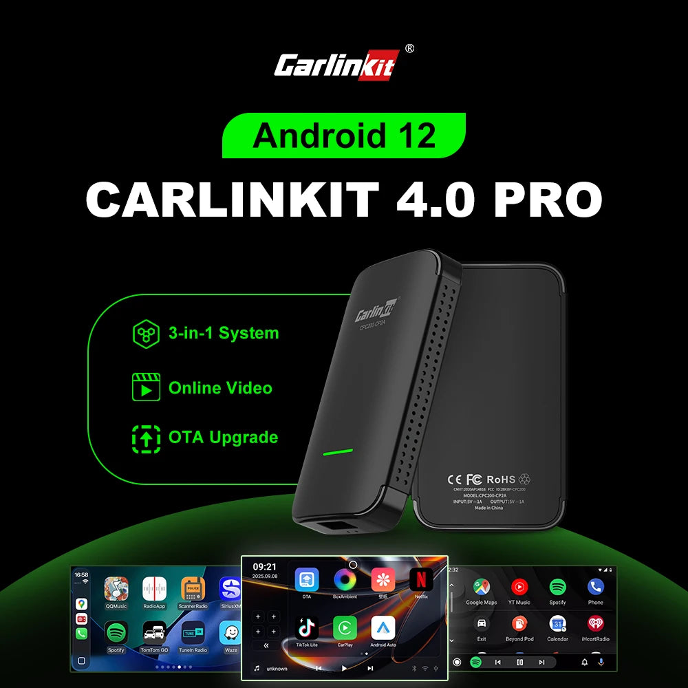 Carlinkit Android 12 CP2A Pro CarPlay Wireless Android auto Wireless Adapter Support Wired CarPlay Netflix YouTube TikTok Wifi