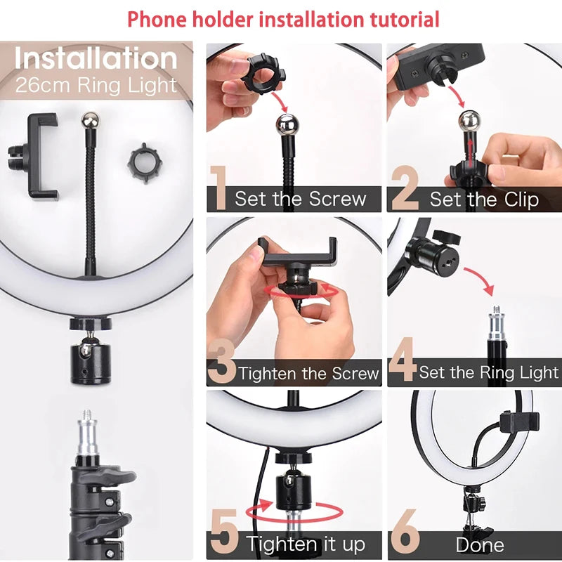 Selfie Video Light Selfie LED Ring Light Dimmable Round Ring Fill Lamp With Stand Tripods For Phone Video Live Camera Lighting