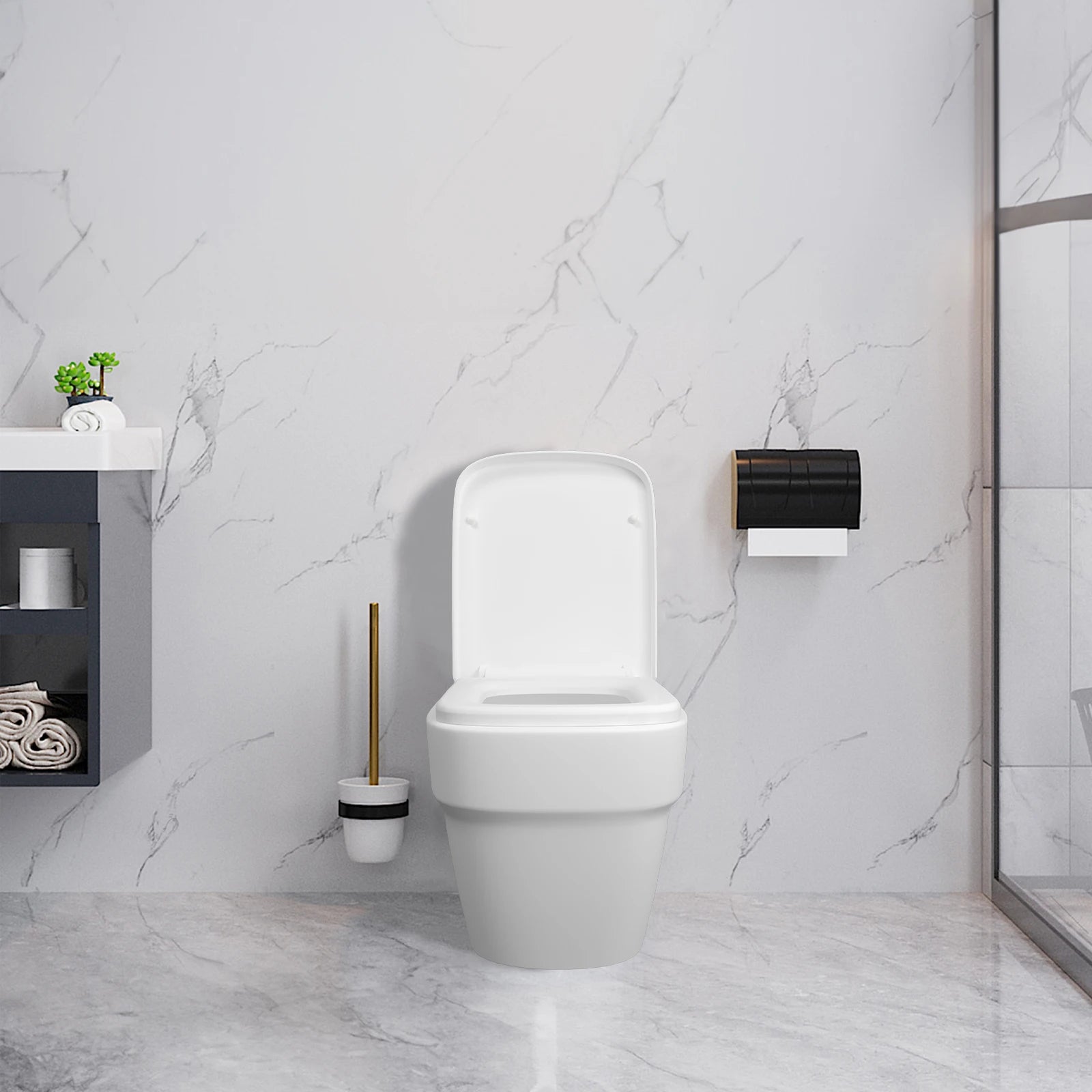 Luxury Quick Release Soft Close Toilet Seat Top Fix Easy Clean Bathroom Seat with One Set Free Top Fixing Hinges (S Shape)