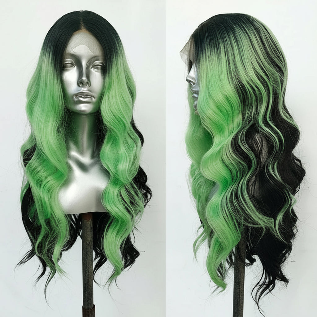 Premium Synthetic Lace Front Wig - Natural Wavy Brown Hair for Black Women | Pre-Plucked Swiss Lace