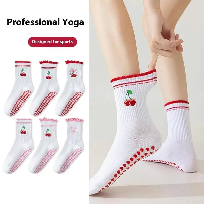 Cotton Breathable Mid-calf Yoga Socks Anti-slip Sports Socks Pilates Socks Dance Fitness Training Socks
