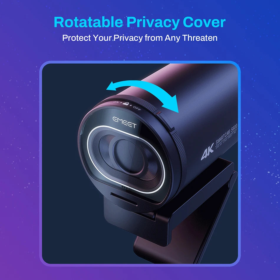 4K Webcam 1080P 60FPS Autofocus Streaming Web Camera EMEET S600 Living Stream Camera With Mics&Privacy Cover for Tiktok/YouTube