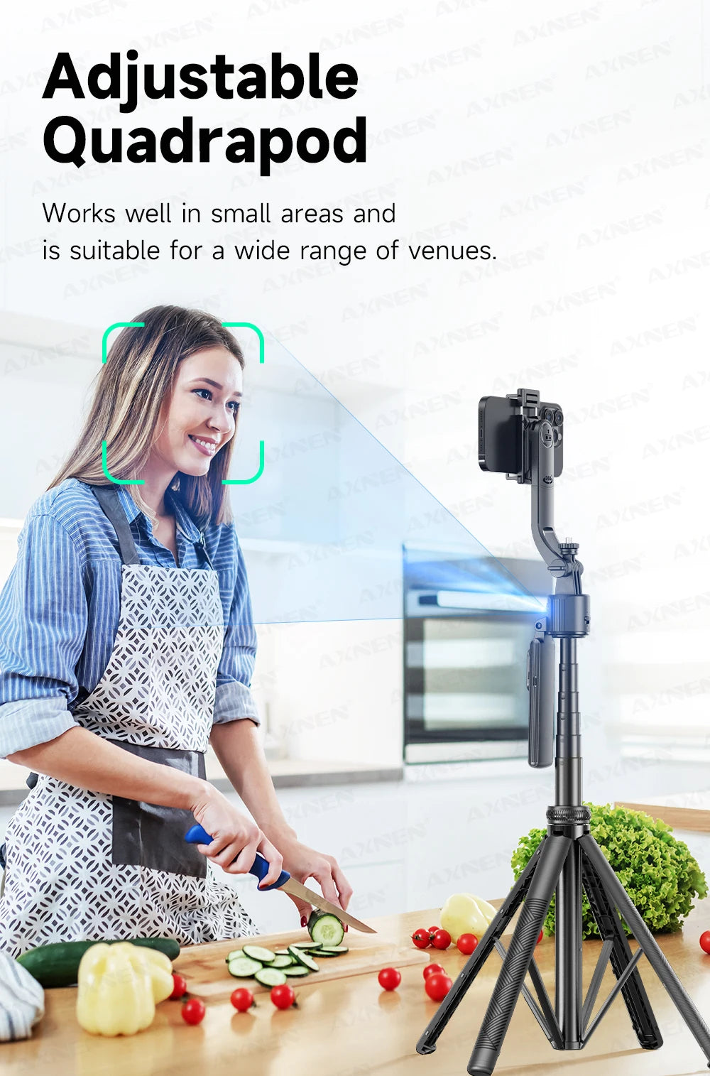 C17 Selfie Stick Tripod for Phone AI 360 Rotation Face Tracking Gimbal Stand Smartphone Camera Monopod Holder 1630mm Quadruped
