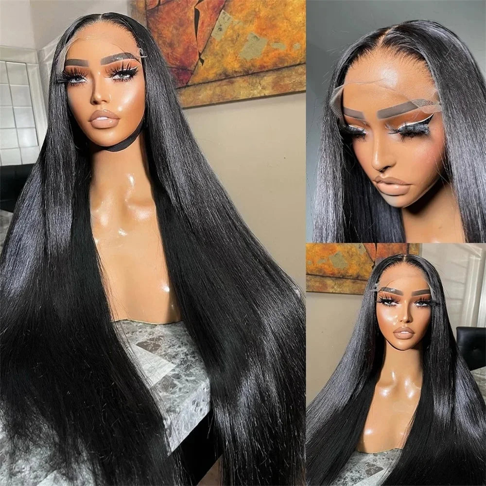 20 22 24 Inch 13x4 13x6 HD Transparent Bone Straight Lace Front Wigs 200 Density 360 Lace Brazilian Human Hair Wigs For Women