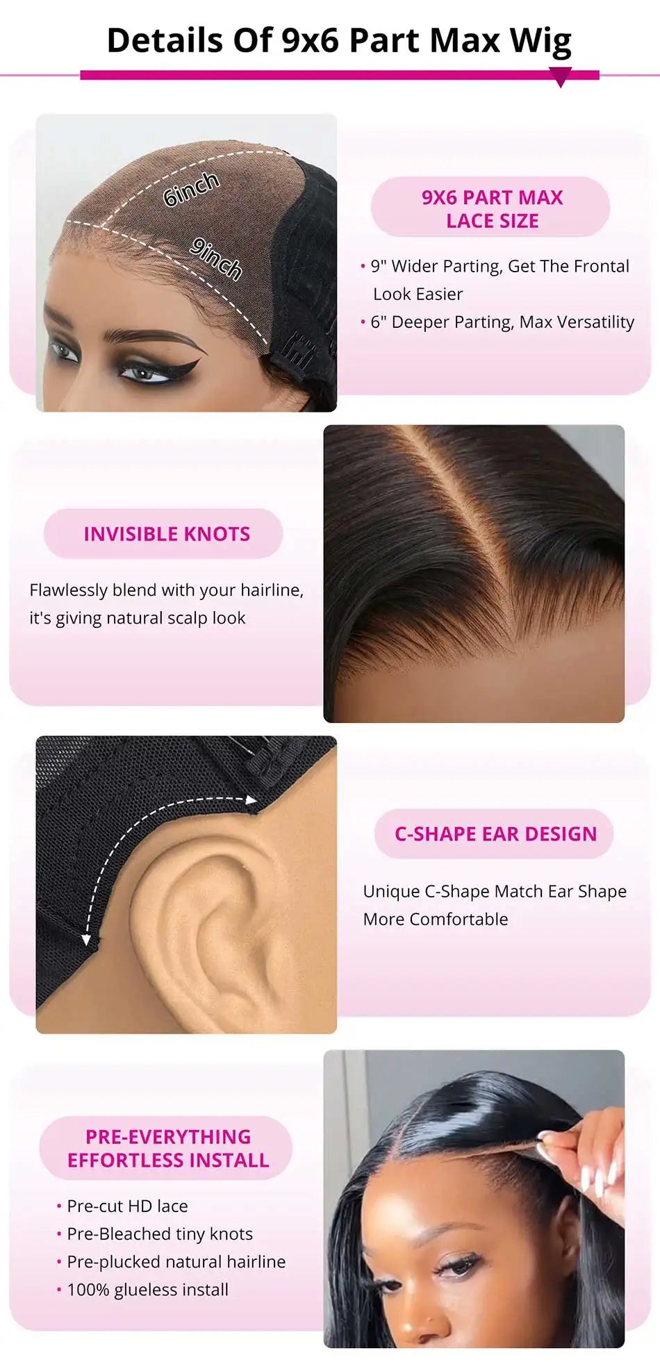 NEW 10A 9x6 Part Max M-Cap Glueless Wigs Human Hair Wigs Ready To Wear Bleached Knots Pre Cut Lace Kinky Curly Glueless Wigs