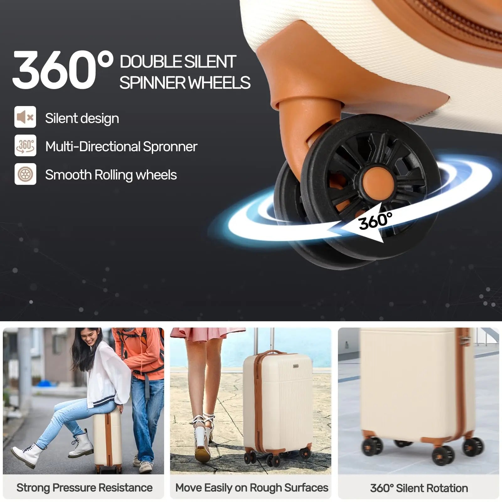 24/28 Inch Medium Suitcase ABS Hard Shell Lightweight Small Trolley Travel Cabin Luggage with 4 Double Spinner Wheels TSA Lock