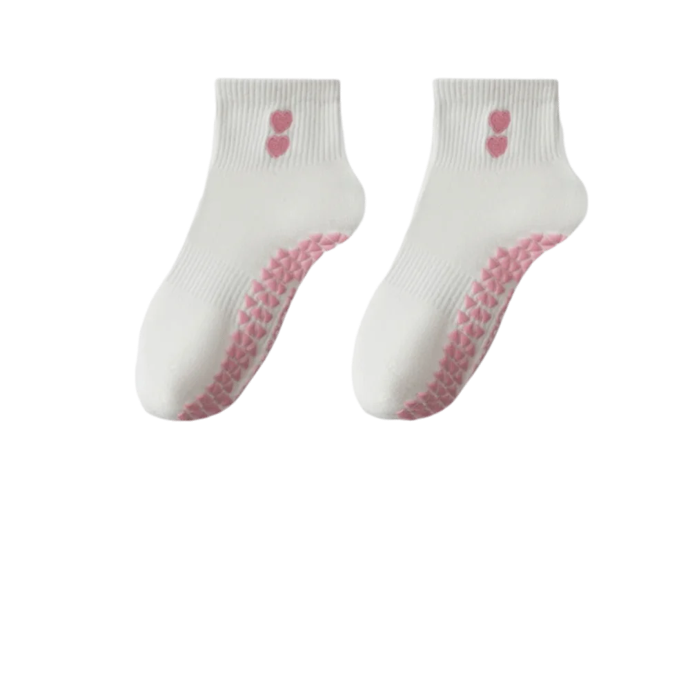 Pilates Socks with Grips for Women Cute Yoga Grip Socks Non Slip Cotton Ankle Sock for Yoga Barre Ballet