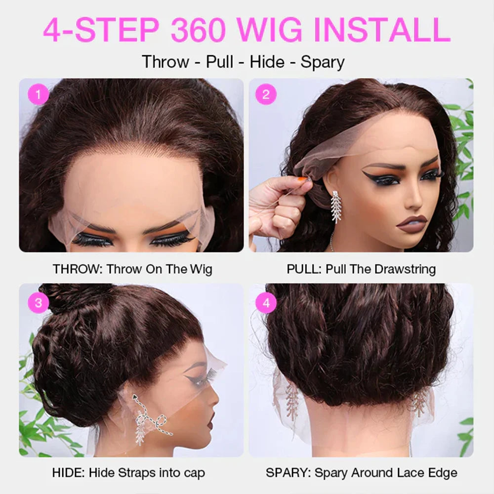 250D Invisible Strap Lace Wig Human Hair 360 Full Lace Front Human Hair Wig Kinky Straight Lace Frontal Wig Glueless Wigs