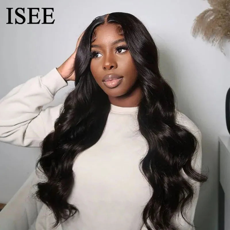 ISEE Hair Wear Go Transparent Body Wave Lace Front Wig Pre Bleached Knots Glueless Wigs Human Hair Wig Pre Cut PrePlucked