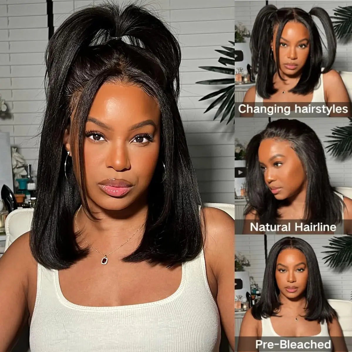 13x4 Lace Front Bob Wig Human Hair 180% Density - Pre Plucked Transparent Lace with Baby Hair