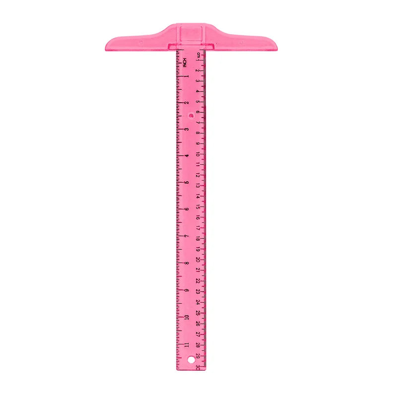 1Pc T-shaped Double Side Scale Ruler Drafting Drawing Tool Plastic School Office Supplies Stationery Accessory 30cm (Inch, Cm)