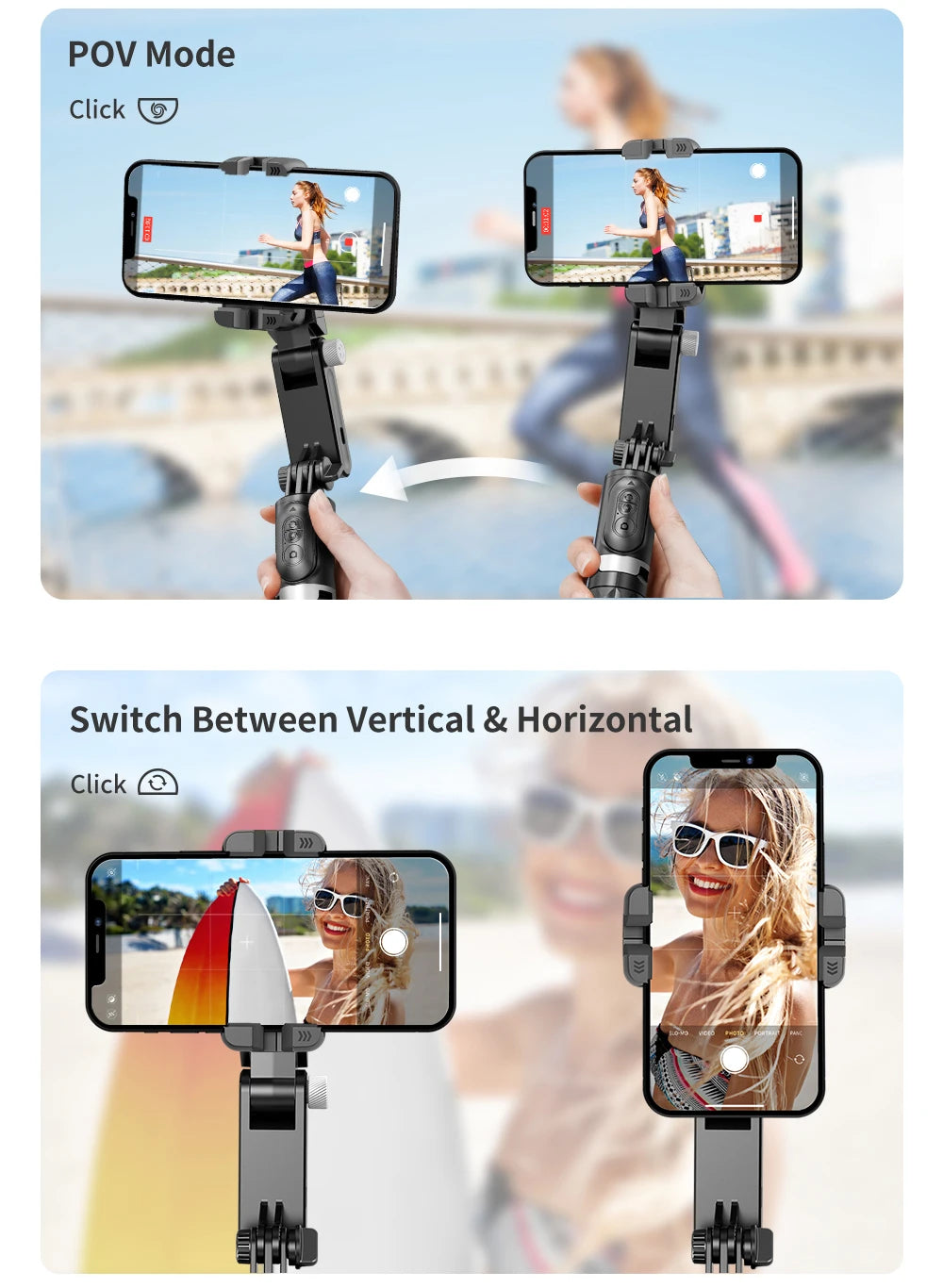 Handheld Gimbal Stabilizer Selfie Stick Tripod For iPhone Android Cell Phone Mobile Smartphone Camera Hand Portable Cellphone
