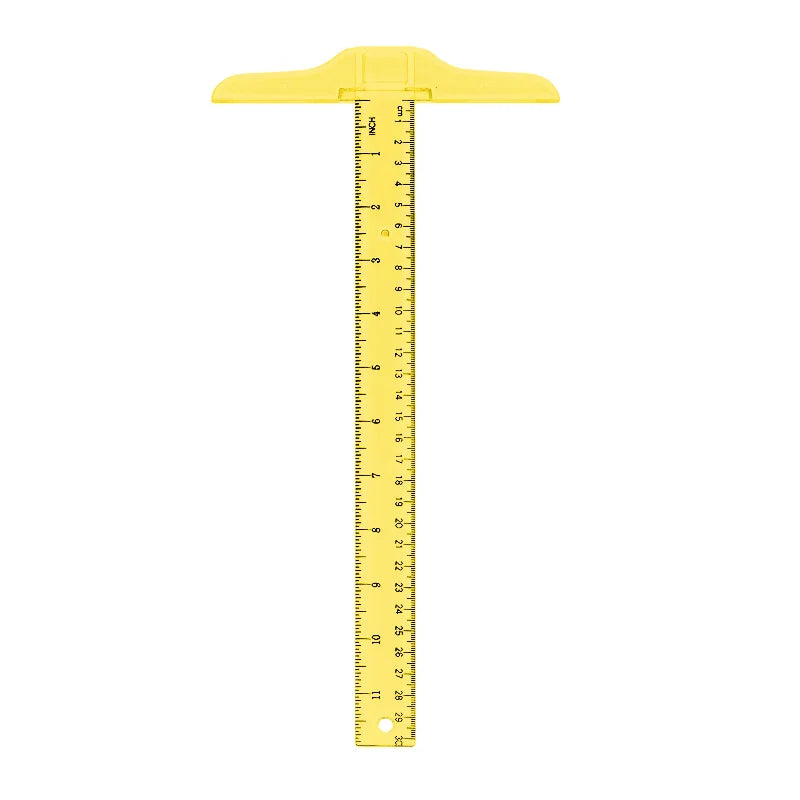 1Pc T-shaped Double Side Scale Ruler Drafting Drawing Tool Plastic School Office Supplies Stationery Accessory 30cm (Inch, Cm)