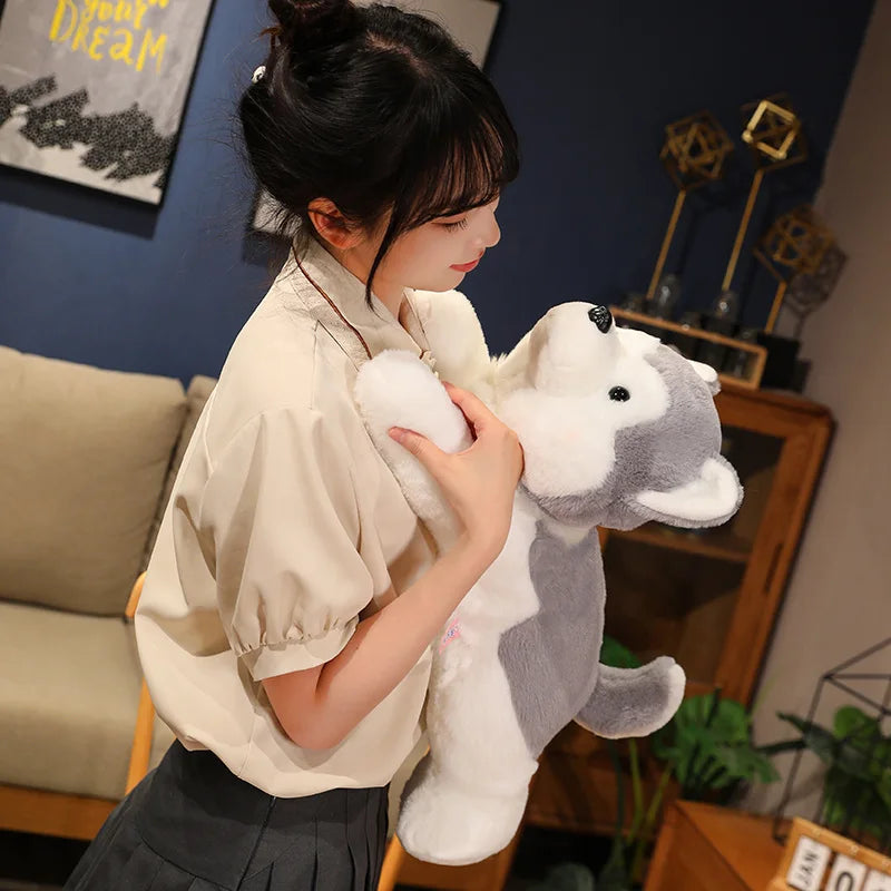 30/40CM Cute Husky Dog Plush Toy Stuffed Animal Soft Kawaii Lying Brown Pet Puppy Pillow Doll Toys for Xmas Gift