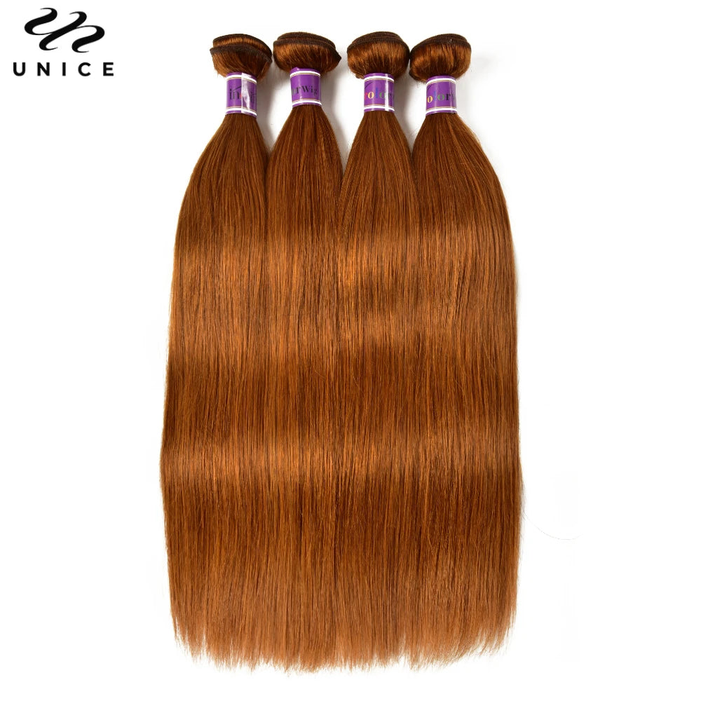 UNice Hair #30 Arburn Silky Straight Virgin Human Hair Bundles 1/3/4 PCS Deal 100Grams 10A Grade 100% Human Hair Extensions