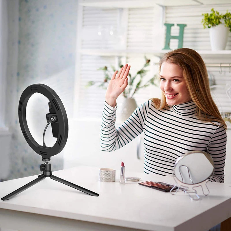 33cm Selfie Ring Light 12 in LED Tripod Phone Stand Holder Photography RingLight Circle Fill Light Led Color Lamp Trepied Makeup
